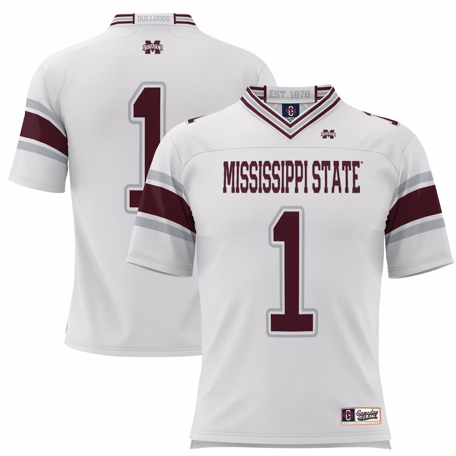 #1 Mississippi State Bulldogs GameDay Greats Football Jersey - White - ujerseystore
