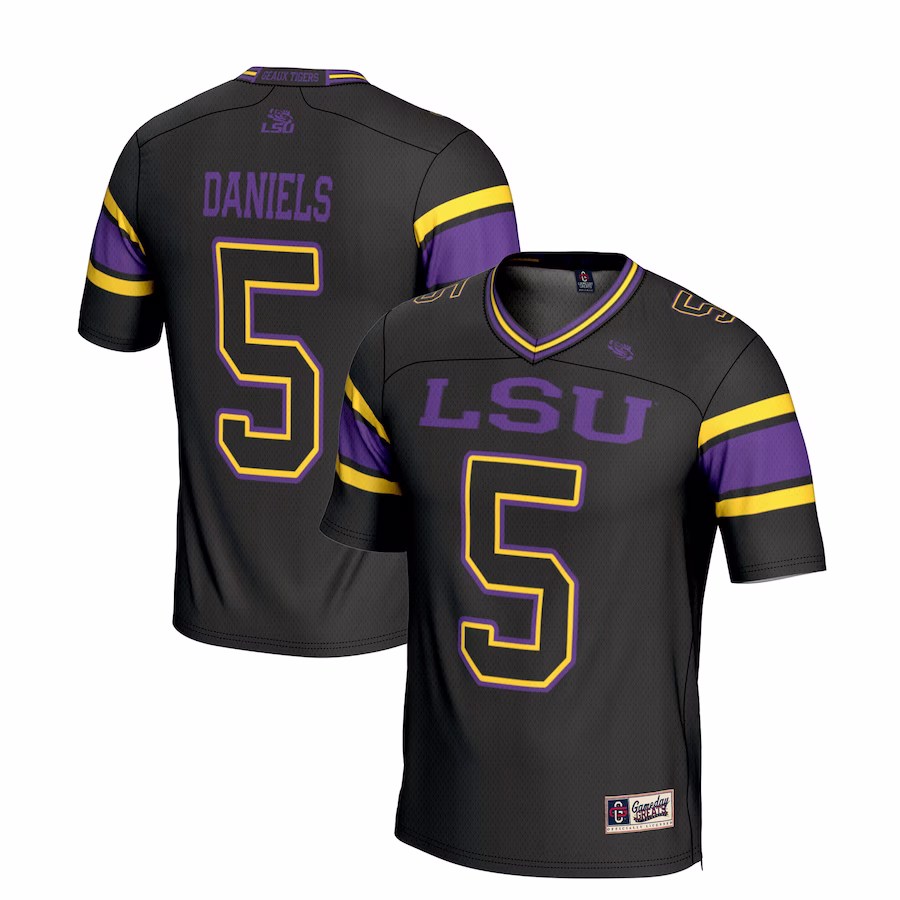 Jayden Daniels LSU Tigers GameDay Greats Football Fashion Jersey - Black - ujerseystore