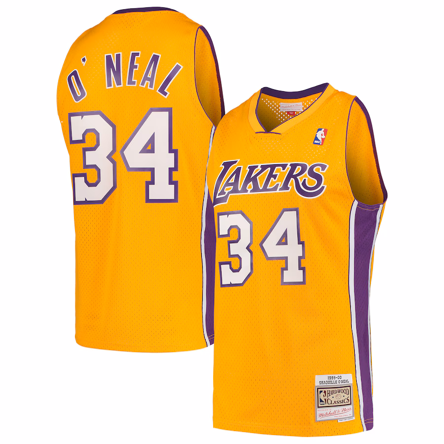 Men's Los Angeles Lakers Shaquille O'Neal Mitchell & Ness Gold Hardwood Classics Swingman Jersey - ujerseystore