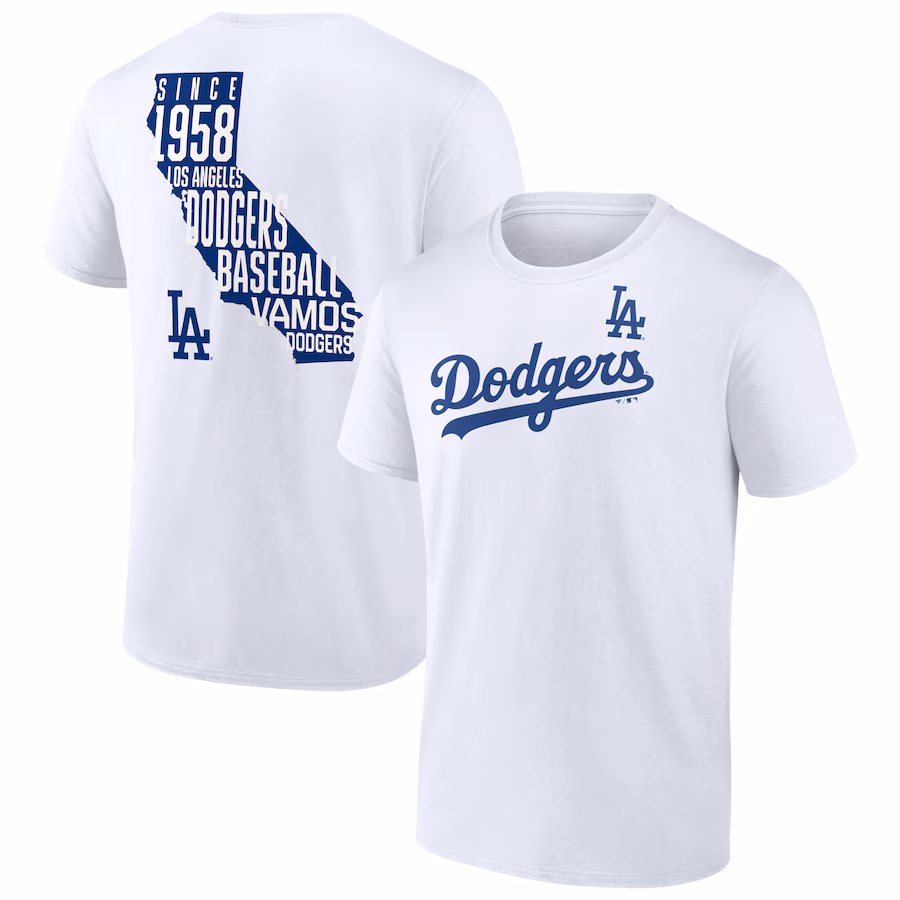 Men's Los Angeles Dodgers White Team Hot Shot T-Shirt - ujerseystore