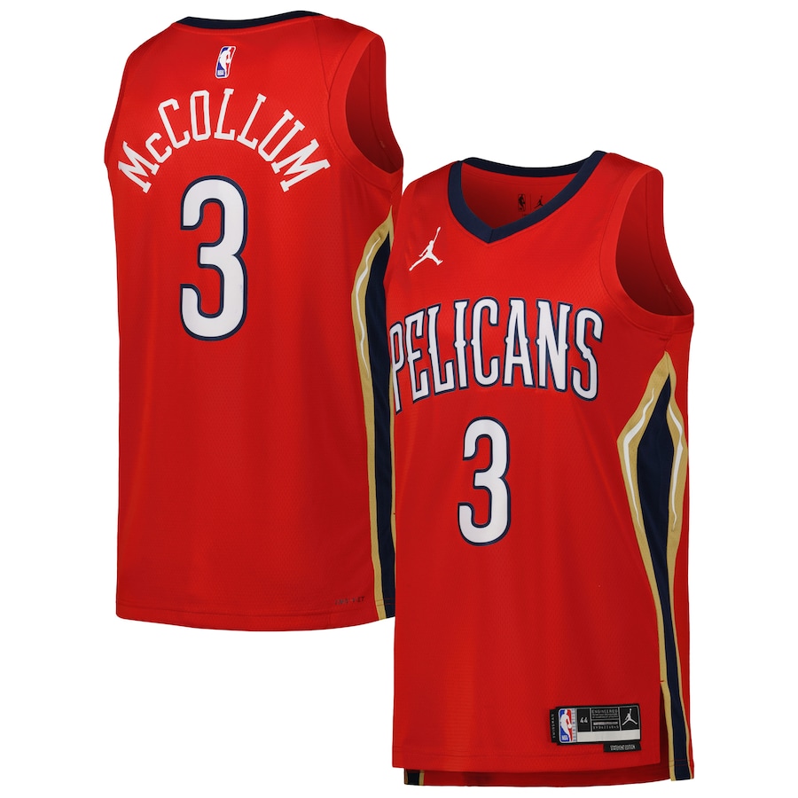 Unisex New Orleans Pelicans CJ McCollum Jordan Brand Red Swingman Jersey - Statement Edition - ujerseystore