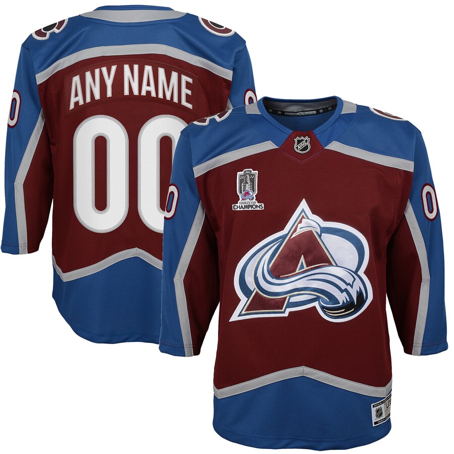 Youth Colorado Avalanche Burgundy Home 2022 Stanley Cup Champions Premier Custom Jersey - ujerseystore