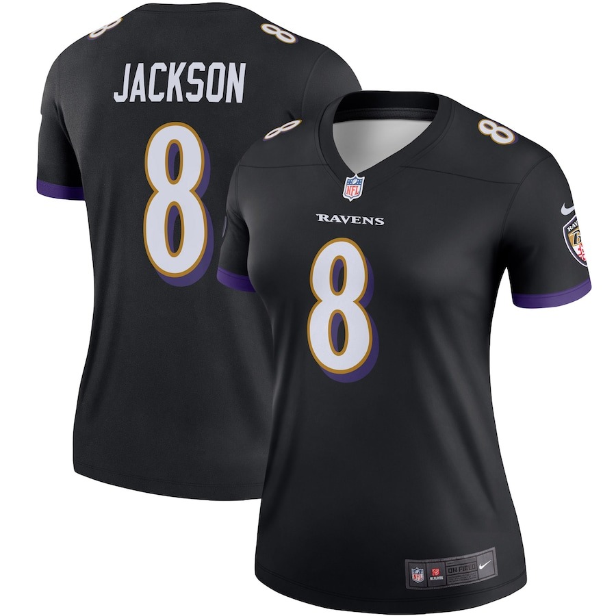 Women's Baltimore Ravens Lamar Jackson Nike Black Legend Team Jersey - ujerseystore