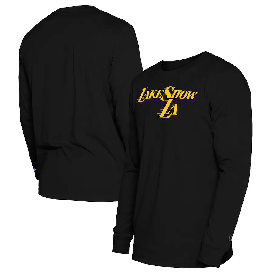Men's Los Angeles Lakers  New Era Black 2024/25 City Edition Long Sleeve T-Shirt - ujerseystore