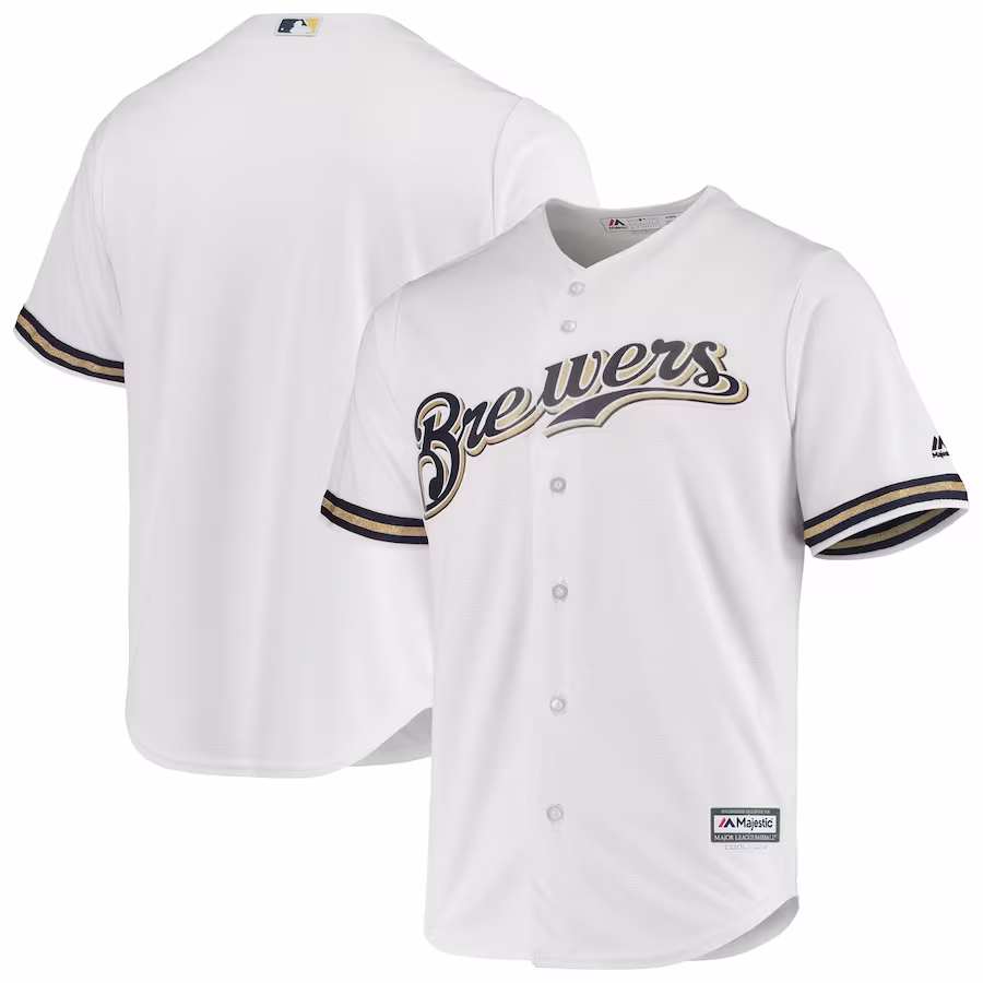 Men's Milwaukee Brewers Majestic White Team Official Jersey - ujerseystore