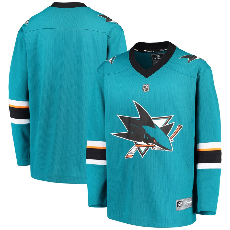Youth San Jose Sharks Fanatics Branded Teal Home Replica Blank Jersey - ujerseystore