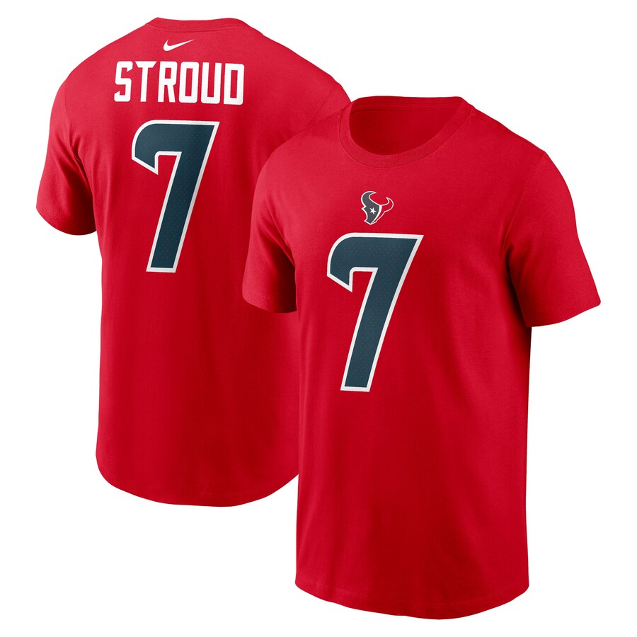 Men's Houston Texans C.J. Stroud Nike Red Player Name & Number T-Shirt - ujerseystore