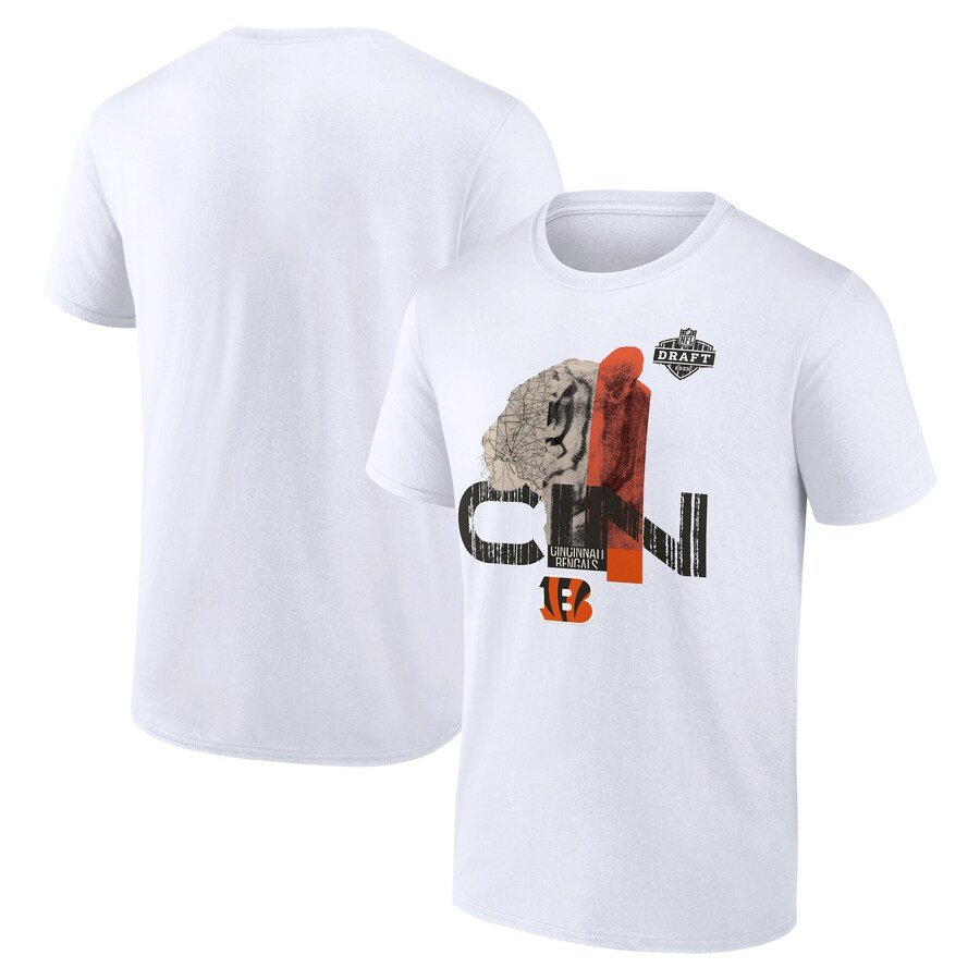 Men's Cincinnati Bengals White 2025 NFL Draft T-Shirt - ujerseystore