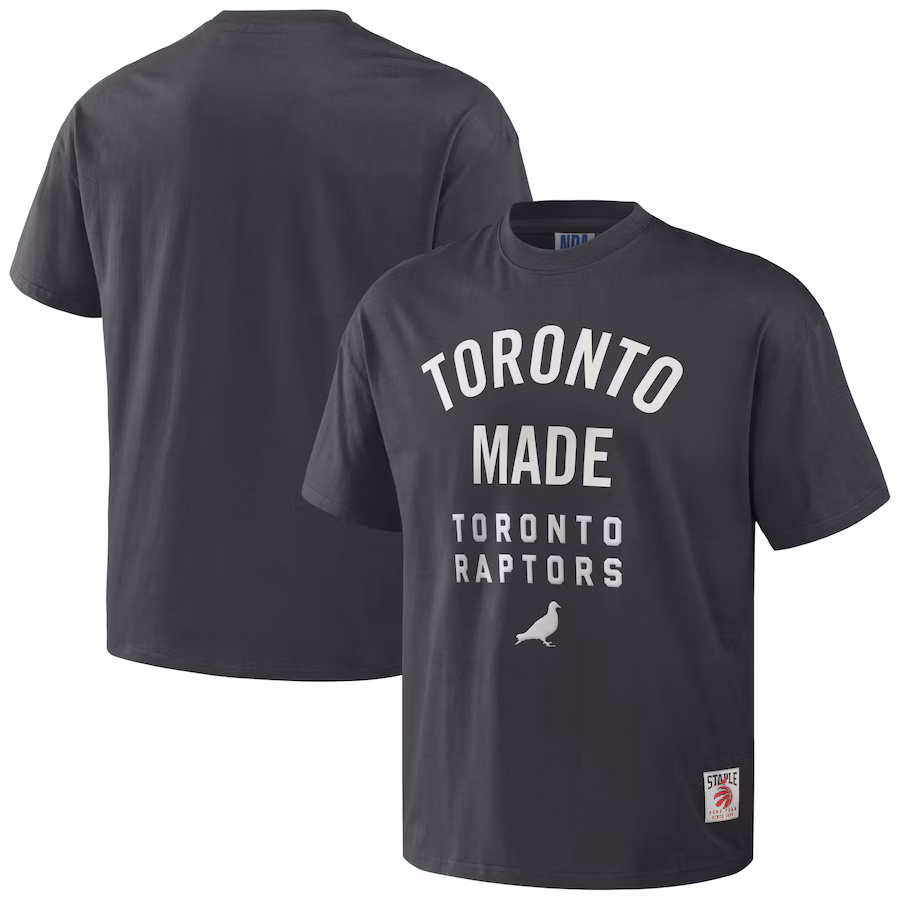 Men's Toronto Raptors NBA x Staple Anthracite Heavyweight Oversized T-Shirt - ujerseystore