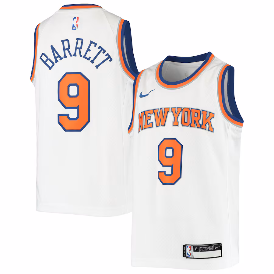 Youth New York Knicks RJ Barrett Nike White Swingman Jersey - Association Edition - ujerseystore