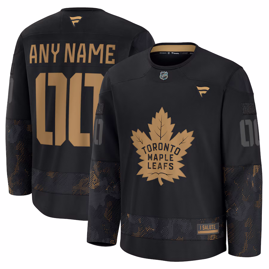 Men's Toronto Maple Leafs Fanatics Black 2024 Military Appreciation Personalized Long Sleeve Practice Jersey - ujerseystore