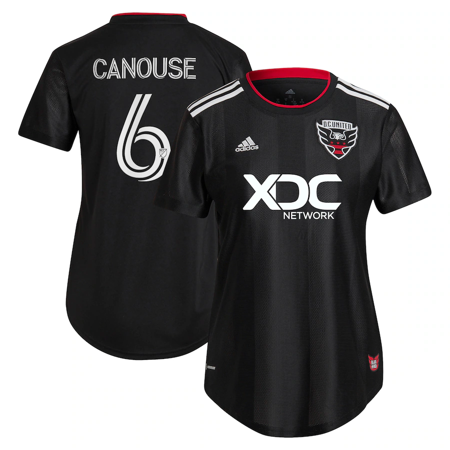 Women's D.C. United Russell Canouse adidas Black 2022 Black and Red Kit Replica Player Jersey - ujerseystore