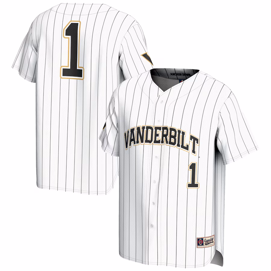 Youth GameDay Greats #1 White Vanderbilt Commodores Lightweight Baseball Jersey - ujerseystore