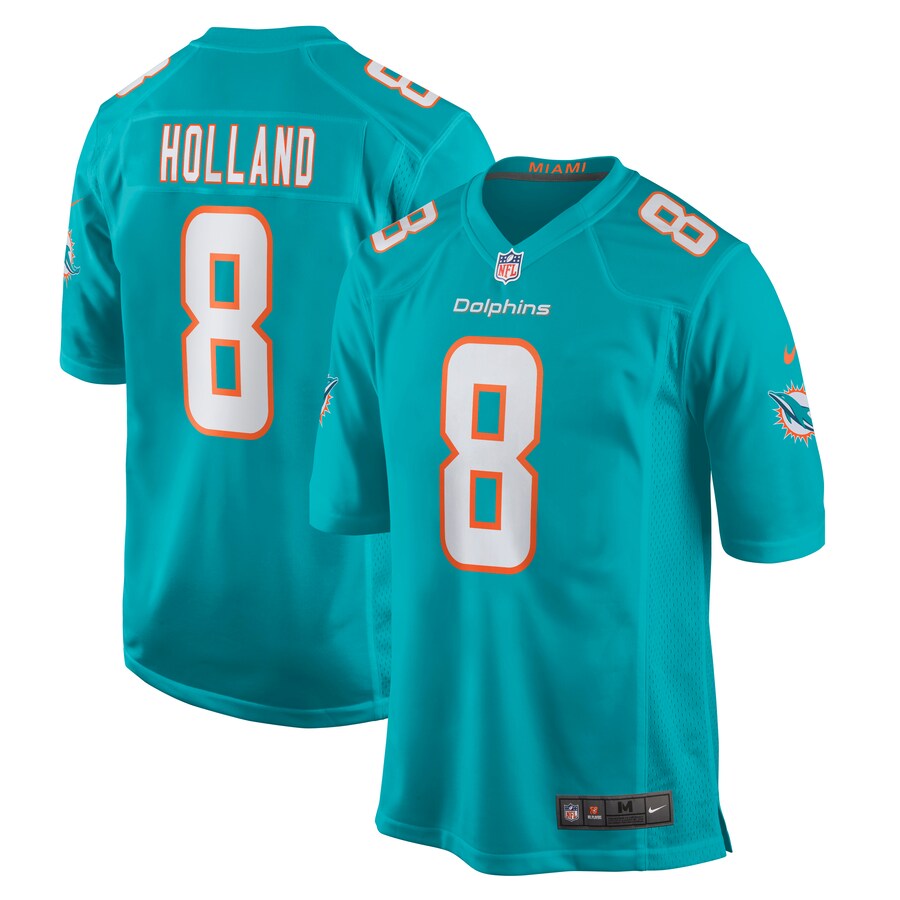Men's Miami Dolphins Jevon Holland Nike Aqua Game Player Jersey - ujerseystore