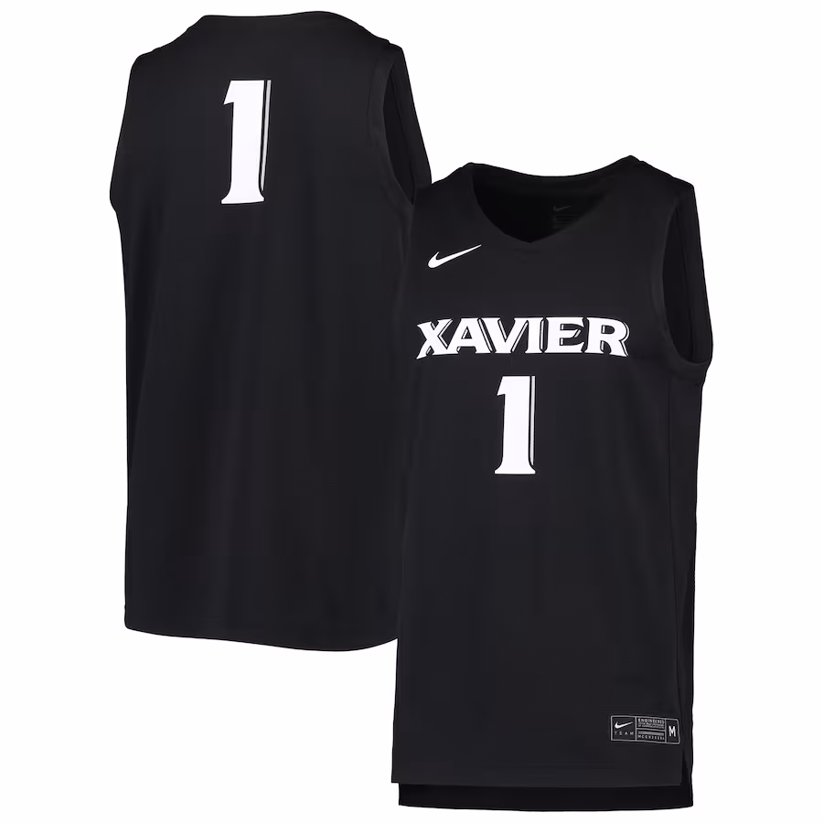 #1 Xavier Musketeers Nike Team Replica Basketball Jersey - Black - ujerseystore