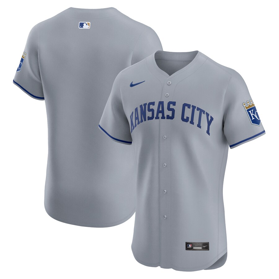 Men's Kansas City Royals  Nike Gray Road Vapor Premier Elite Patch Jersey - ujerseystore