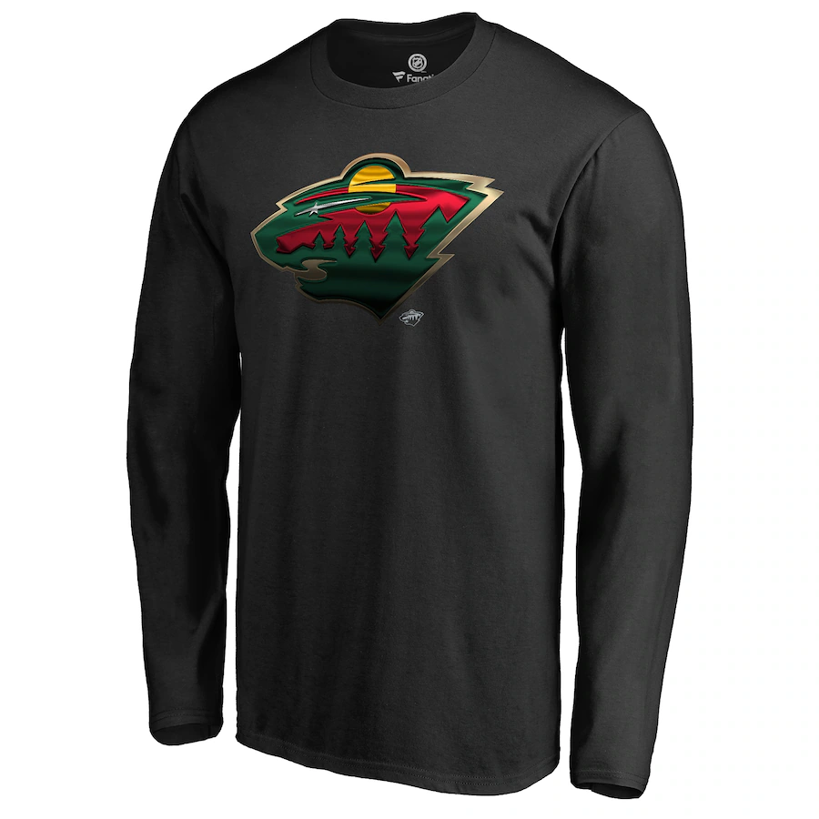 Men's Minnesota Wild Black Midnight Mascot Long Sleeve T-Shirt - ujerseystore