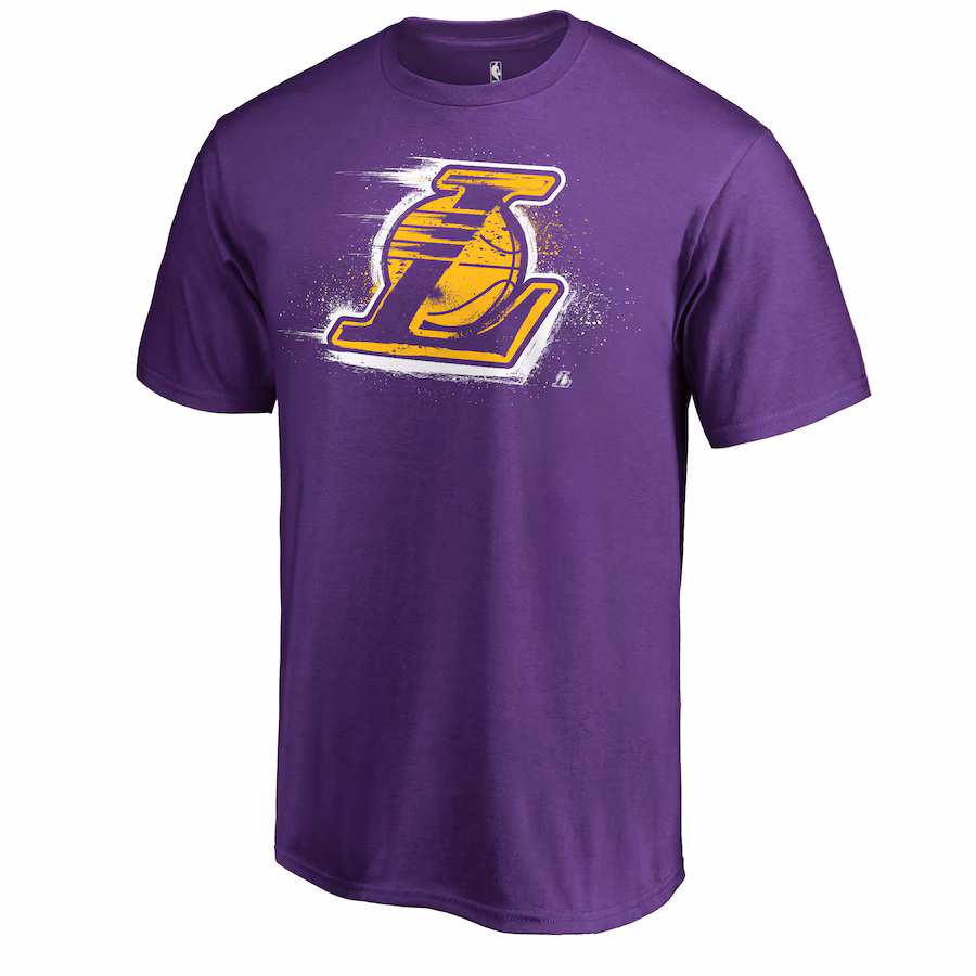 Men's Los Angeles Lakers Purple Splatter Logo T-Shirt - ujerseystore