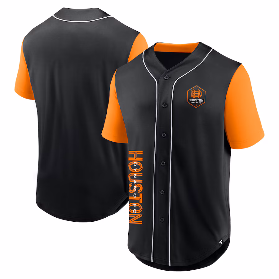 Men's Houston Dynamo FC Fanatics Black Balance Fashion Baseball Jersey - ujerseystore