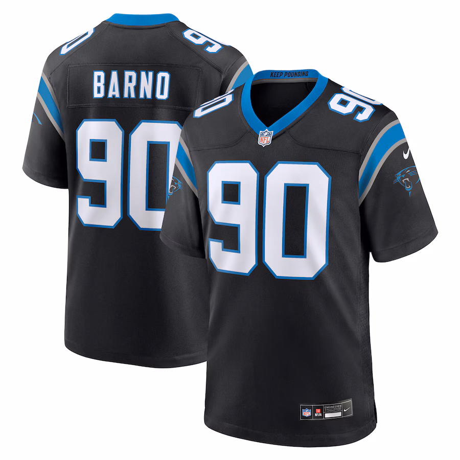 Men's Carolina Panthers Amare Barno Nike Black Team Game Jersey - ujerseystore