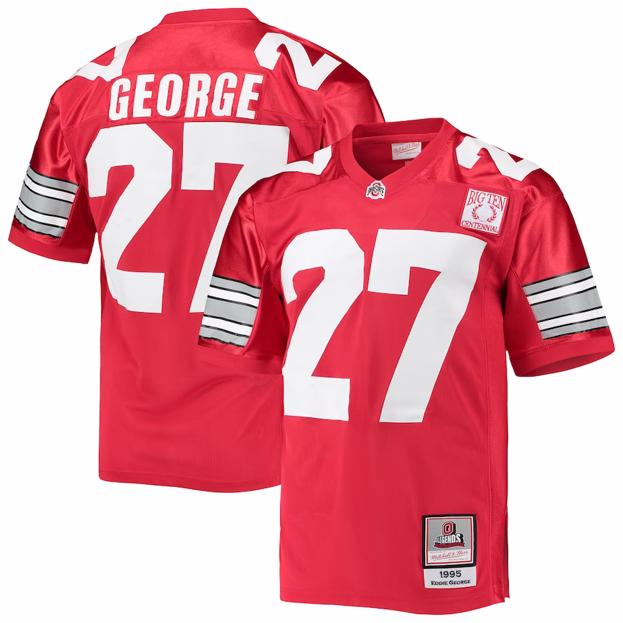 Eddie George Ohio State Buckeyes Mitchell & Ness 1995 Authentic Throwback Football Jersey - Scarlet - ujerseystore