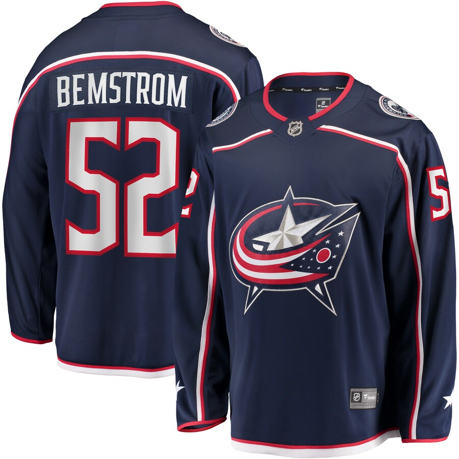 Men's Columbus Blue Jackets Emil Bemstrom Fanatics Branded Navy Home Breakaway Player Jersey - ujerseystore