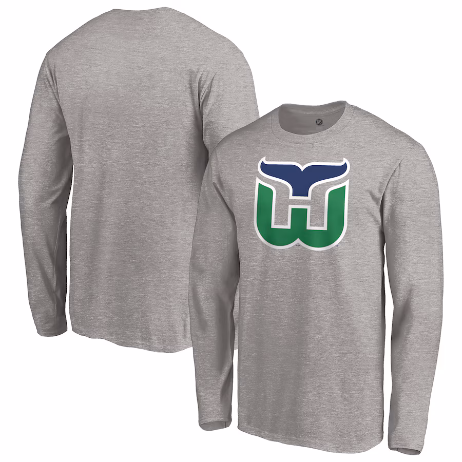 Men's Carolina Hurricanes Heather Gray Special Edition Primary Logo Long Sleeve T-Shirt - ujerseystore