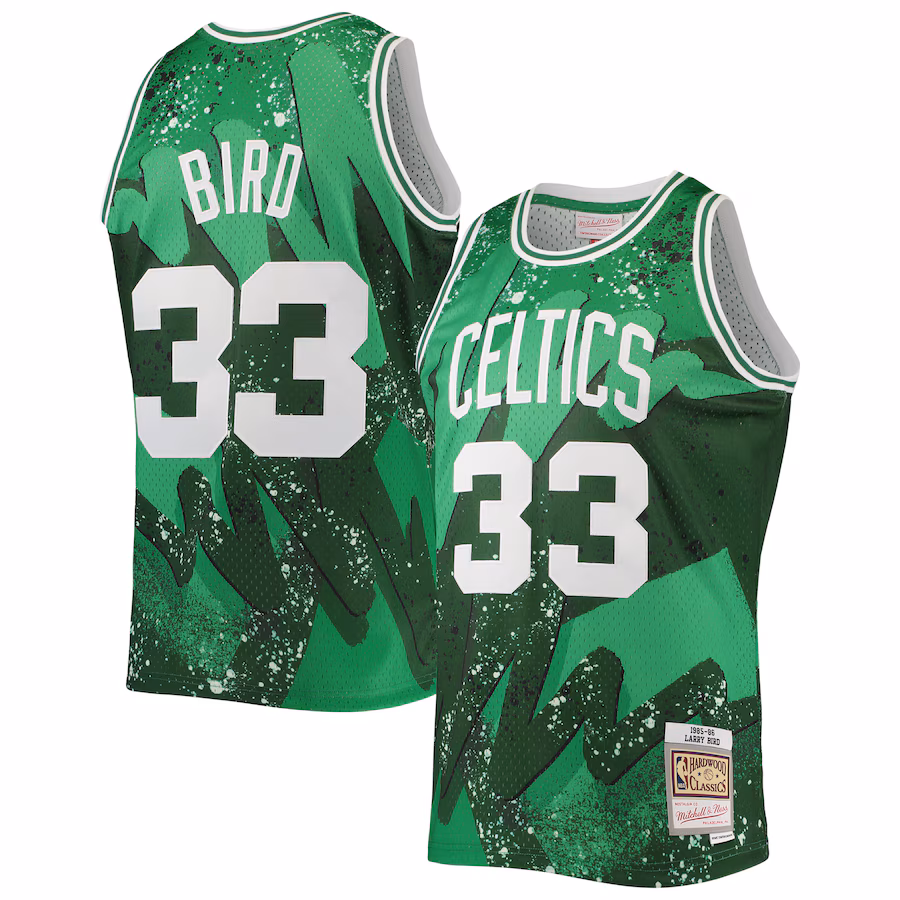 Men's Boston Celtics Larry Bird Mitchell & Ness Kelly Green Hardwood Classics 1985/86 Hyper Hoops Swingman Jersey - ujerseystore