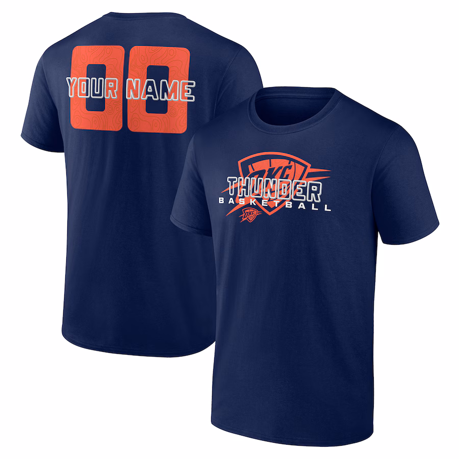Men's Oklahoma City Thunder Navy Stellar Personalized Name & Number T-Shirt - ujerseystore