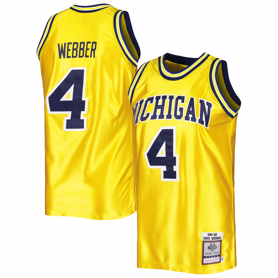 Chris Webber Michigan Wolverines Mitchell & Ness Authentic College Vault 1991/92 Jersey - Maize - ujerseystore
