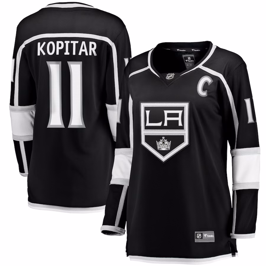 Women's Los Angeles Kings Anze Kopitar Fanatics Black Home Captain Patch Breakaway Player Jersey - ujerseystore