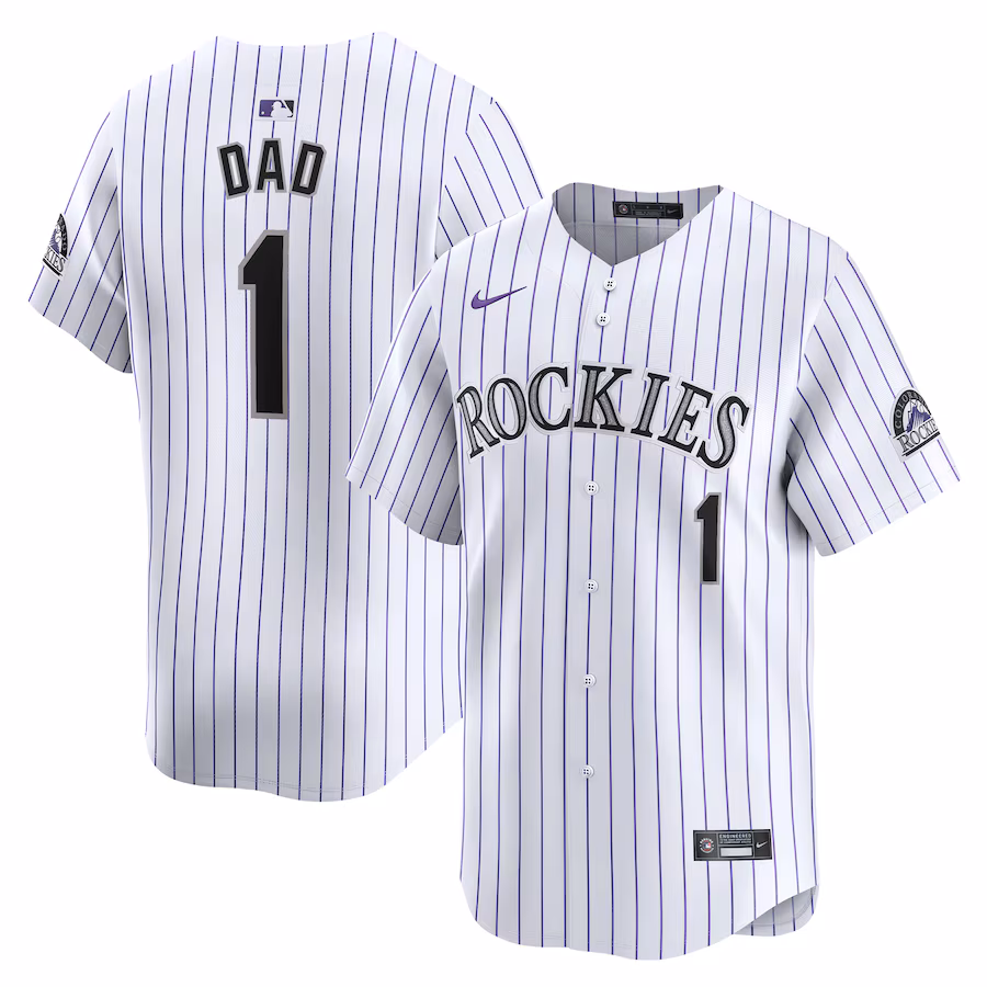 Men's Colorado Rockies Nike White #1 Dad Home Limited Jersey - ujerseystore