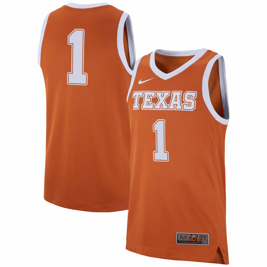 Men's Nike #1 Burnt Orange Texas Longhorns Replica Jersey - ujerseystore