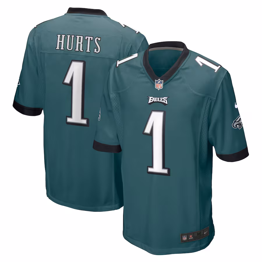 Men's Philadelphia Eagles Jalen Hurts Nike Midnight Green Team Game Jersey - ujerseystore