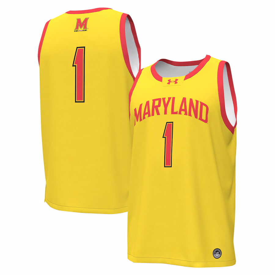 Men's Under Armour #1 Gold Maryland Terrapins Replica Basketball Jersey - ujerseystore