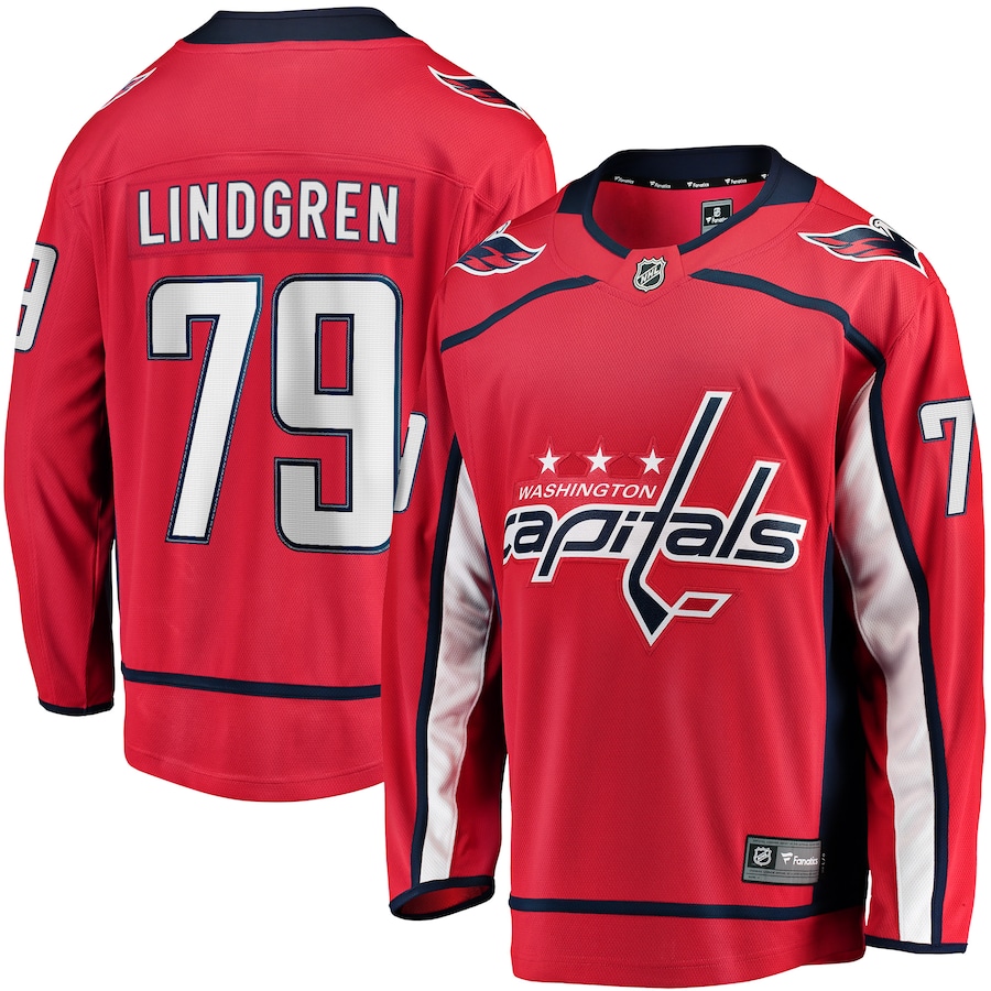 Men's Washington Capitals Charlie Lindgren Fanatics Red Home Breakaway Player Jersey - ujerseystore