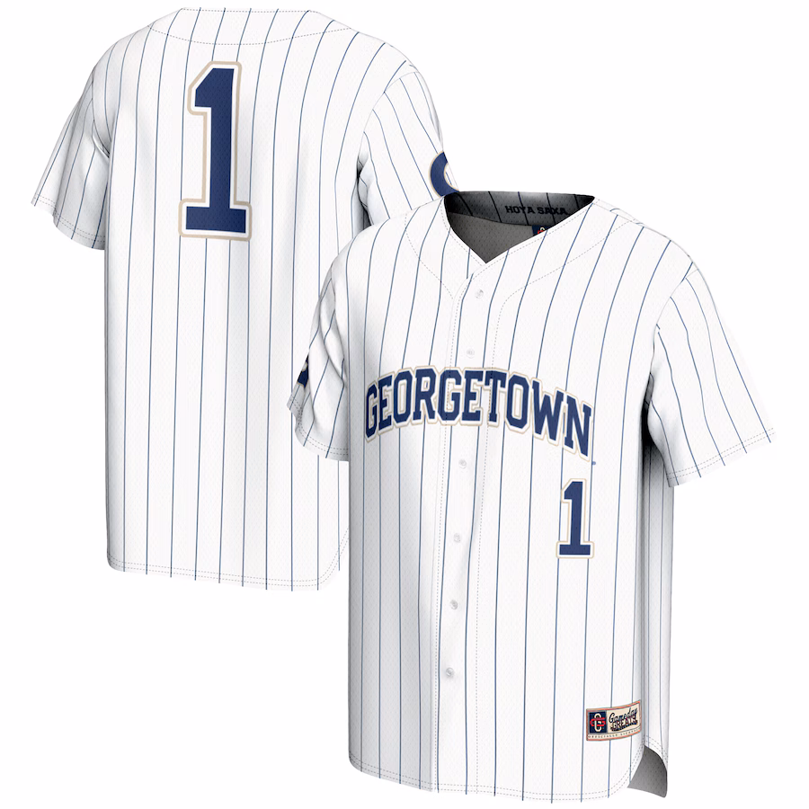 Youth GameDay Greats #1 White Georgetown Hoyas Lightweight Baseball Fashion Jersey - ujerseystore
