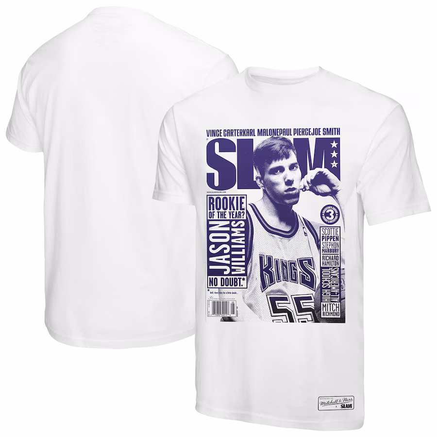 Men's Sacramento Kings Jason Williams Mitchell & Ness White SLAM Gradient T-Shirt - ujerseystore