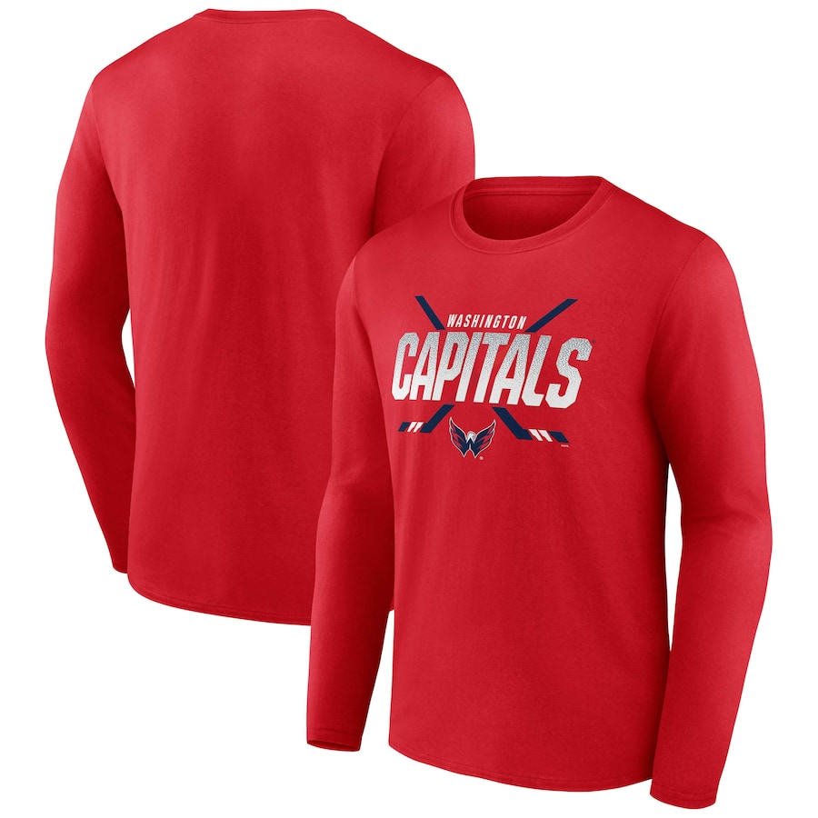 Men's Washington Capitals Fanatics Red Covert Long Sleeve T-Shirt - ujerseystore