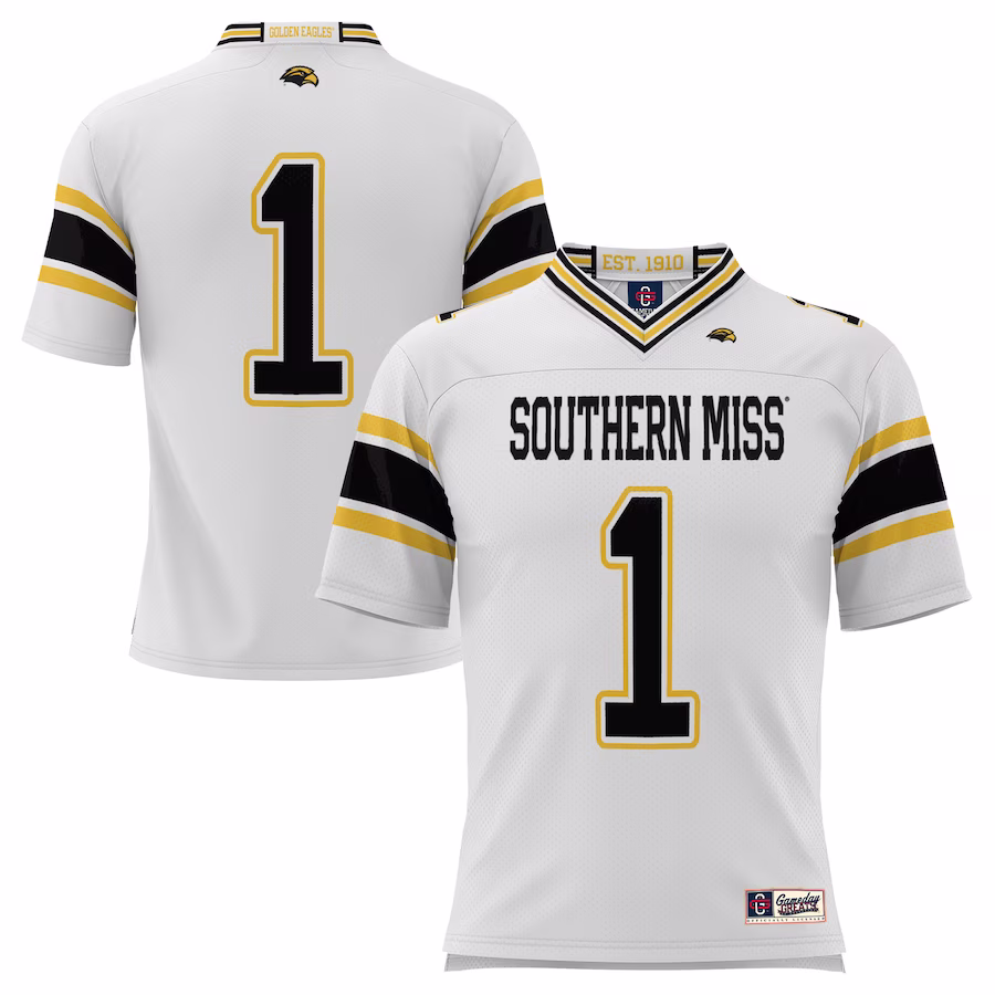 #1 Southern Miss Golden Eagles GameDay Greats Endzone Football Jersey - White - ujerseystore