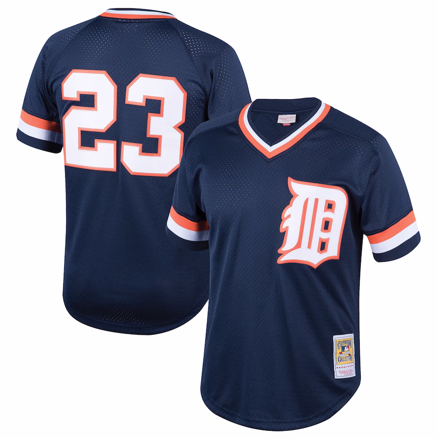 Youth Detroit Tigers Kirk Gibson Mitchell & Ness Navy Cooperstown Collection Mesh Batting Practice Jersey - ujerseystore