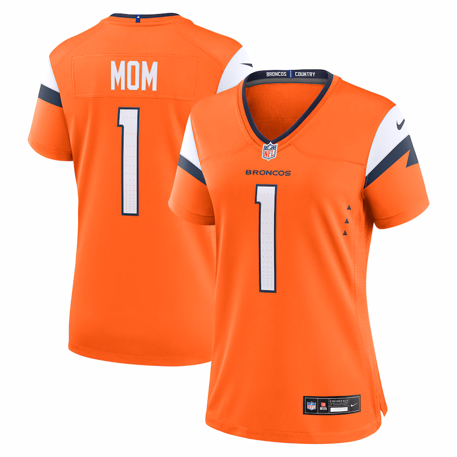 Women's Denver Broncos  Nike Orange #1 Mom Game Jersey - ujerseystore
