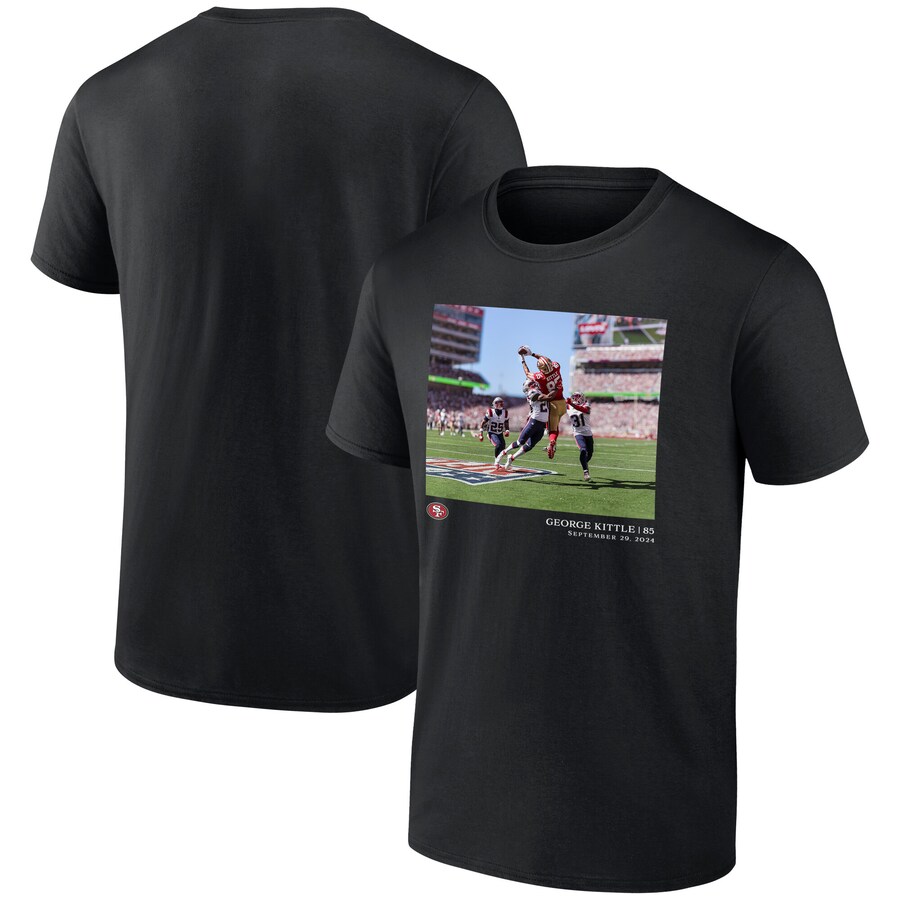 Men's San Francisco 49ers George Kittle Black NFL Flash Features Week 4 T-Shirt - ujerseystore