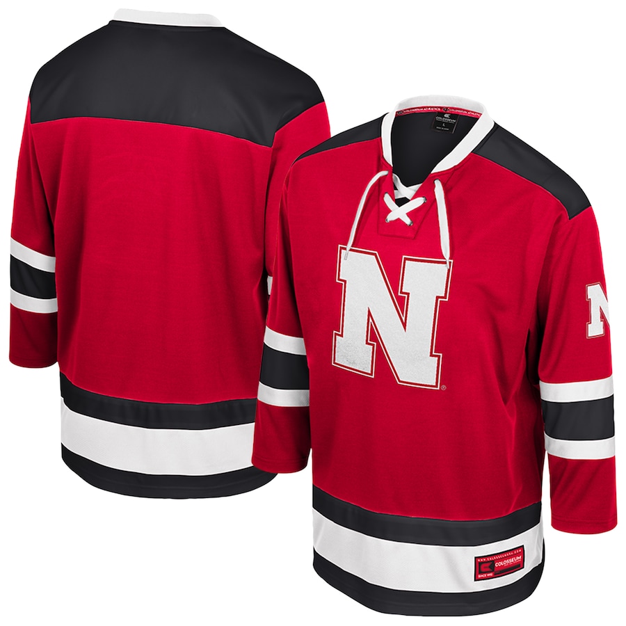 Men's Colosseum  Scarlet Nebraska Huskers Athletic Machine Fashion Hockey Jersey - ujerseystore