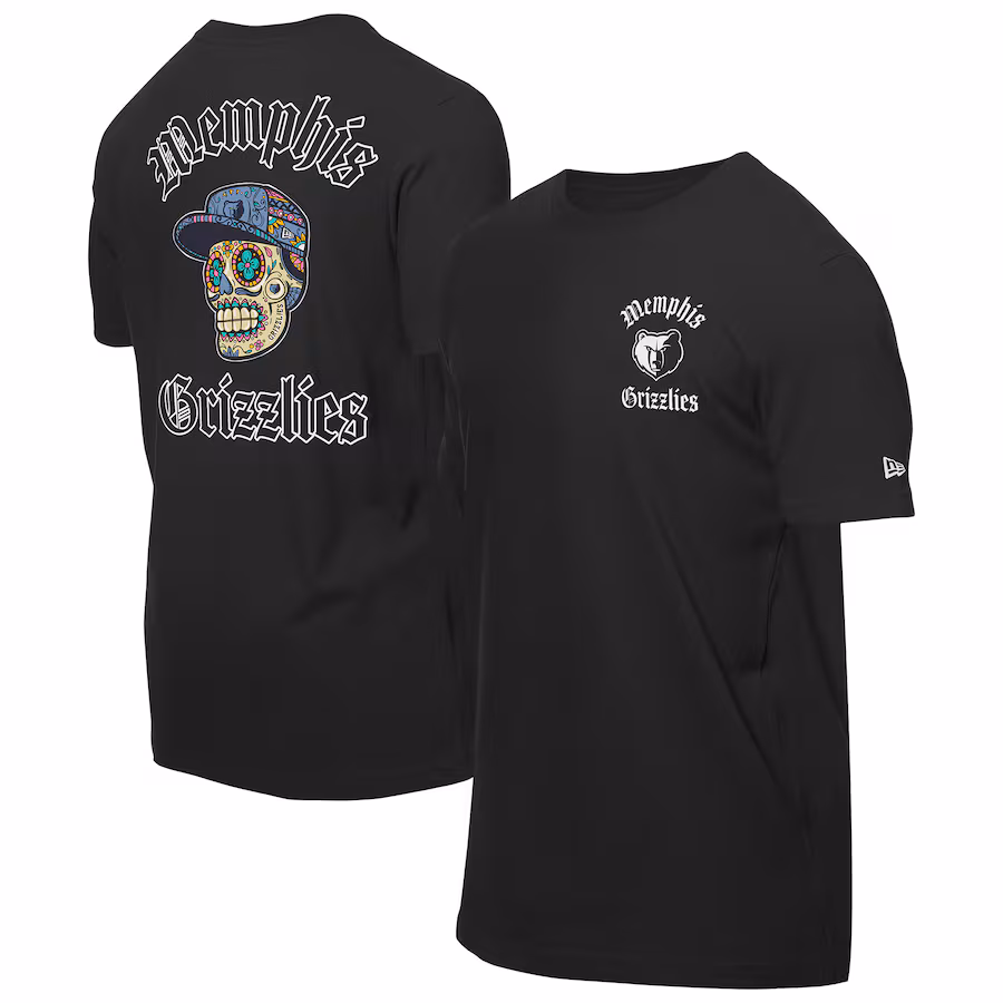 Men's Memphis Grizzlies New Era Black Sugar Skulls T-Shirt - ujerseystore