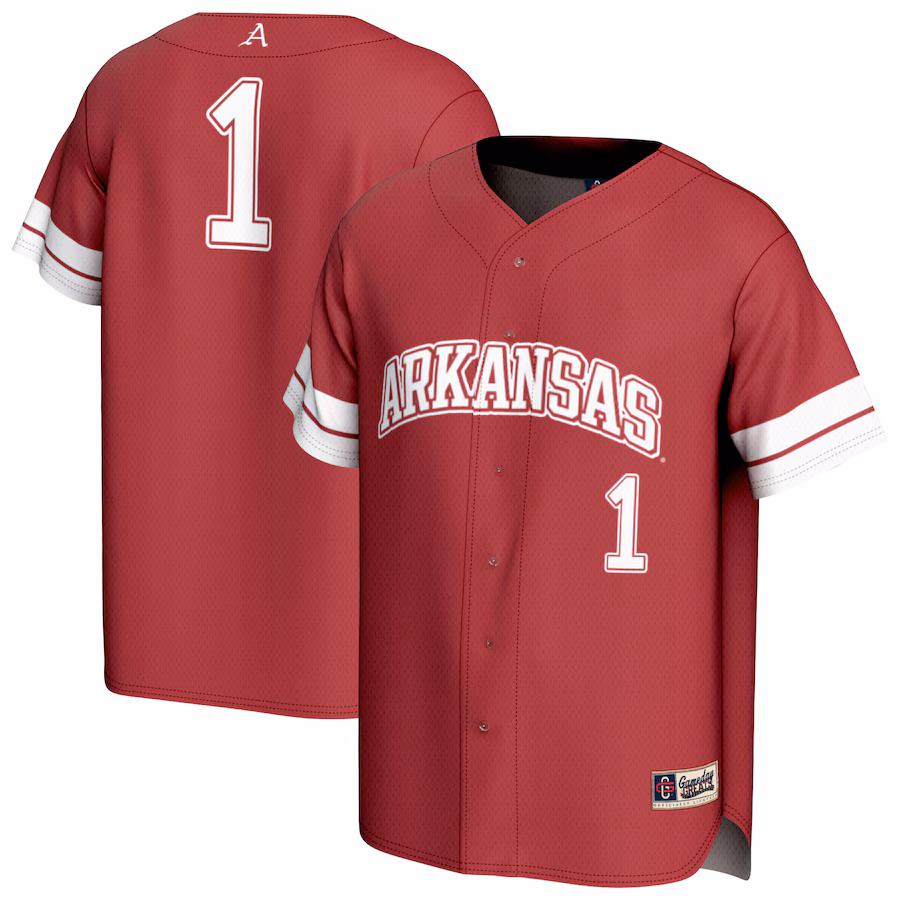 Youth GameDay Greats #1 Cardinal Arkansas Razorbacks Lightweight Collegiate Baseball Fashion Jersey - ujerseystore