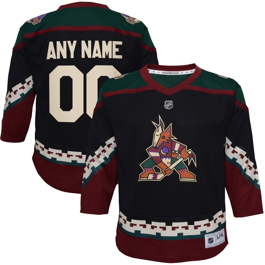Youth Arizona Coyotes Black 2021/22 Home Replica Custom Jersey - ujerseystore