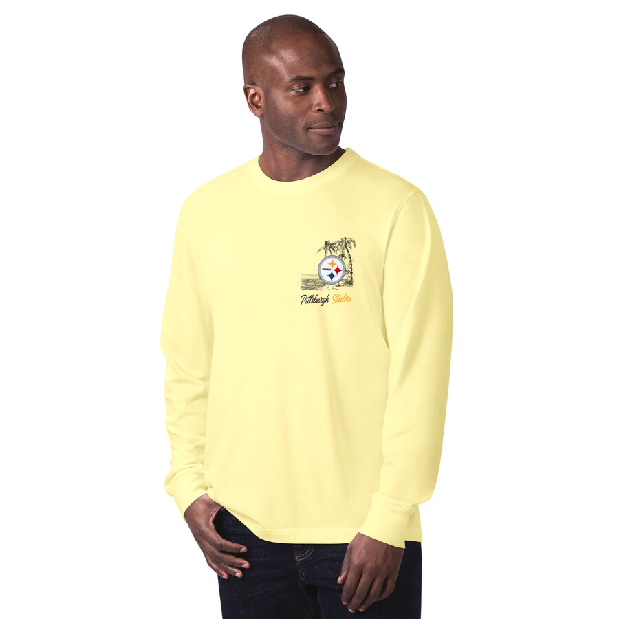 Men's Pittsburgh Steelers Margaritaville Yellow It's Five O'Clock Somewhere Long Sleeve T-Shirt - ujerseystore
