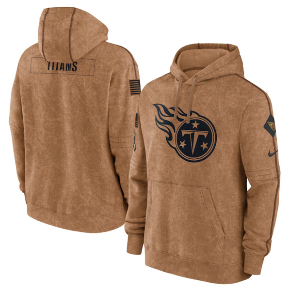 Men's Tennessee Titans 2023 Brown Salute to Service Pullover Hoodie - ujerseystore