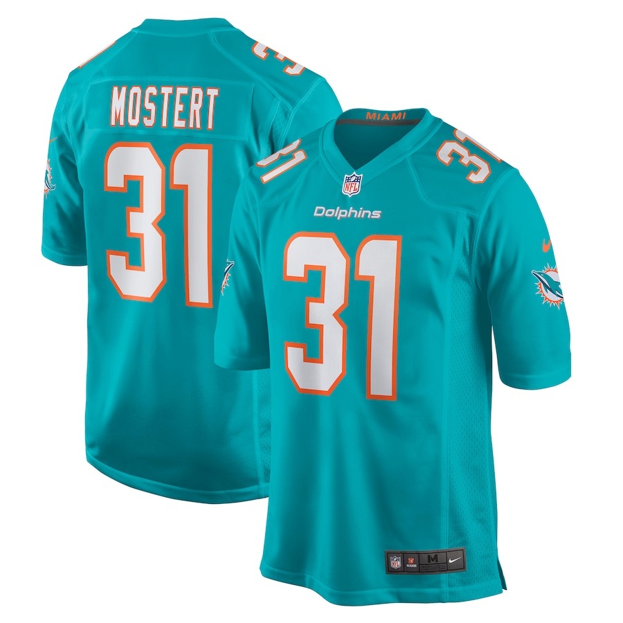 Men's Miami Dolphins Raheem Mostert Nike Aqua Game Jersey - ujerseystore